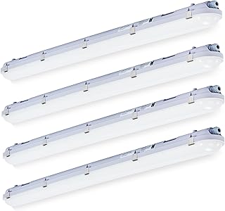 4FT LED Vapor Tight Lights, 40W 4800 LMS Vapor Proof Light Fixture(100W Eq.) 5000K Outdoor Shop Light0-10V Dimmable 100-277VAC, IP65 LED Lighting for Cold Storage Workshop Car Parking Warehouse-4Pack