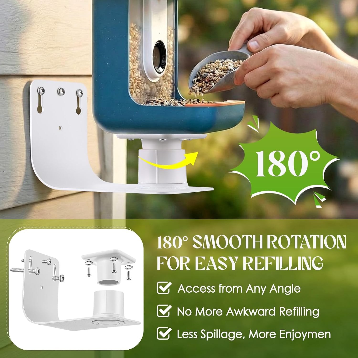 180° Rotatable Bird Feeder Wall Mount Compatible with Birdbuddy Wall Mount image 4