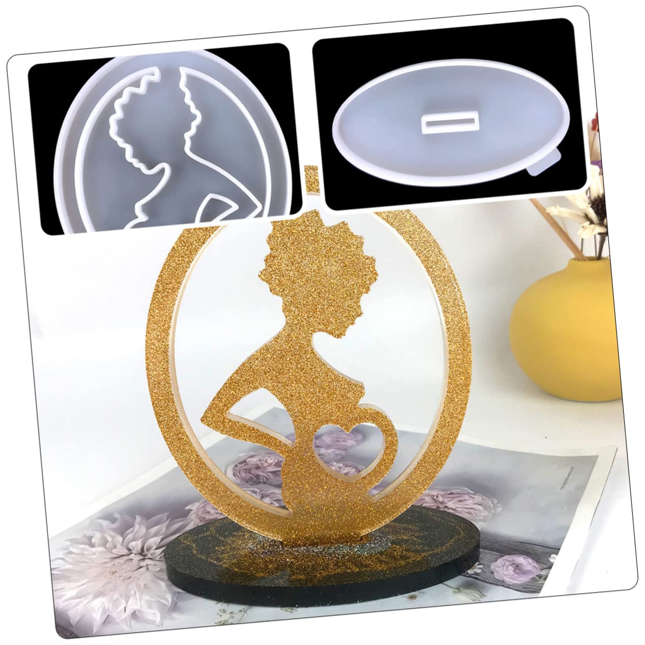 Abaodam 5juegos Molde De Silicona Para Adornos De Époxy Moldes Para Decoración Del Día Madre Incluye Base y Diseño De Corazón Para Manualidades