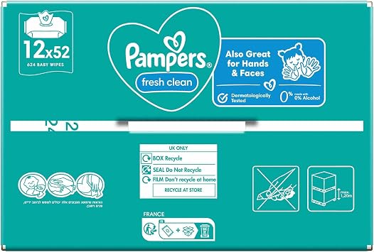 Pampers Fresh & Clean Islak Bebek Mendili (12 paket  624 Islak Mendil)
