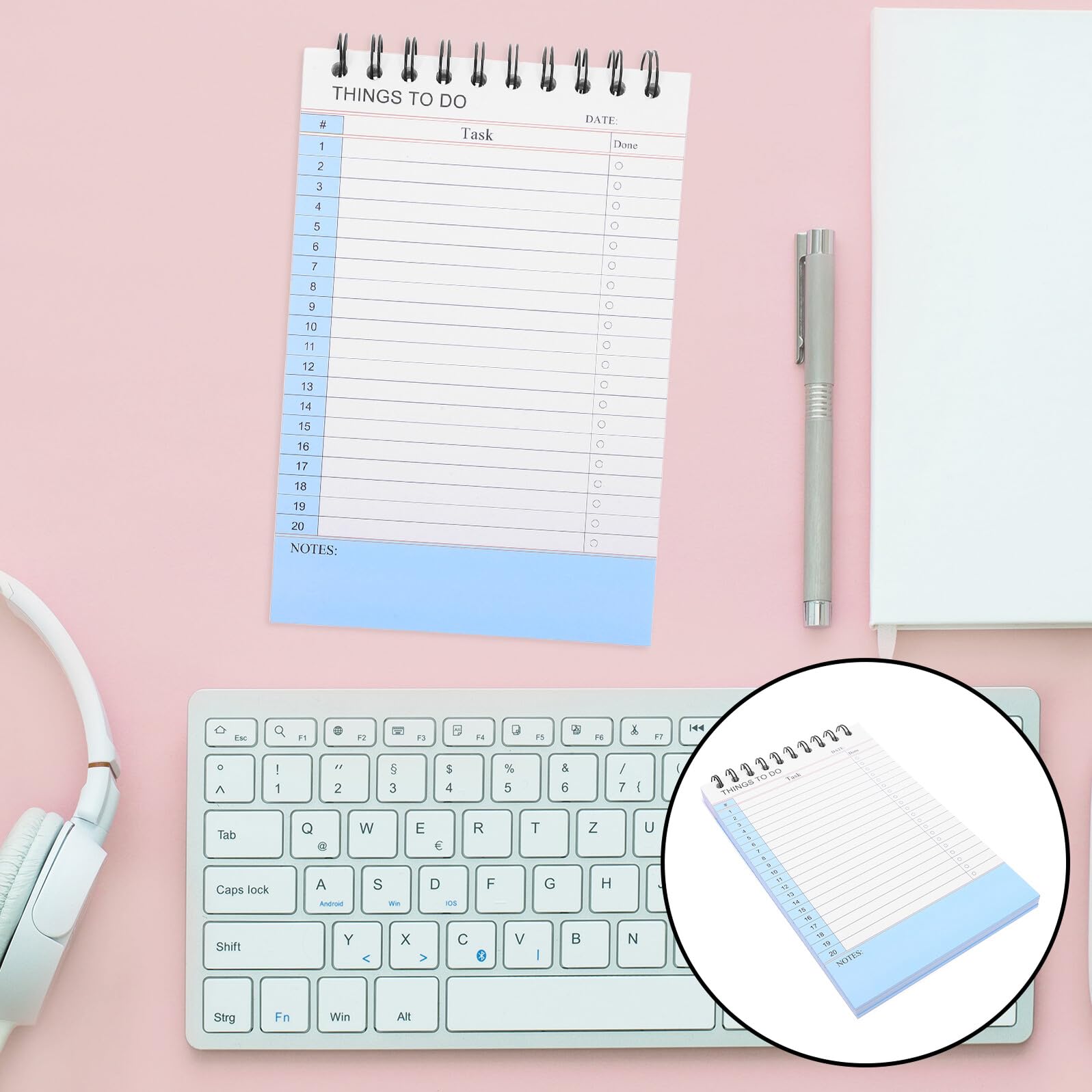 Cabilock Planificador de Trabajo Cuaderno Espiral 2 Unidades con Diseño Minimalista y Secciones de Notas Rayadas para Oficina Hogar