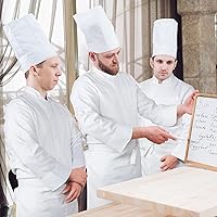 Vista 6 de Hillban Halloween 3 Pcs Chef Unisex Costume Chef Tall Hat Coat Bistro Apron Set Chef Jacket Chef Coat Chef Apron for Man