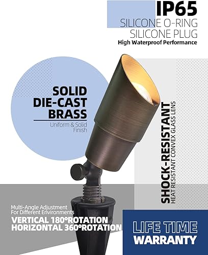 Miniatura 3 de MALORY Luces LED de latón para exteriores, 1 paquete sin kit de bombillas (S01), 12 V CACC de bajo voltaje, iluminación LED de paisaje, luces al