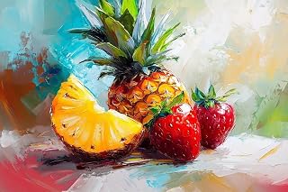 TMOLZ Summer Fruit Diamond Art Collection | 5D Pineapple & Strawberry Canvas | Kitchen Decor Mosaic Kit | 12x16 Inch Framing-Ready