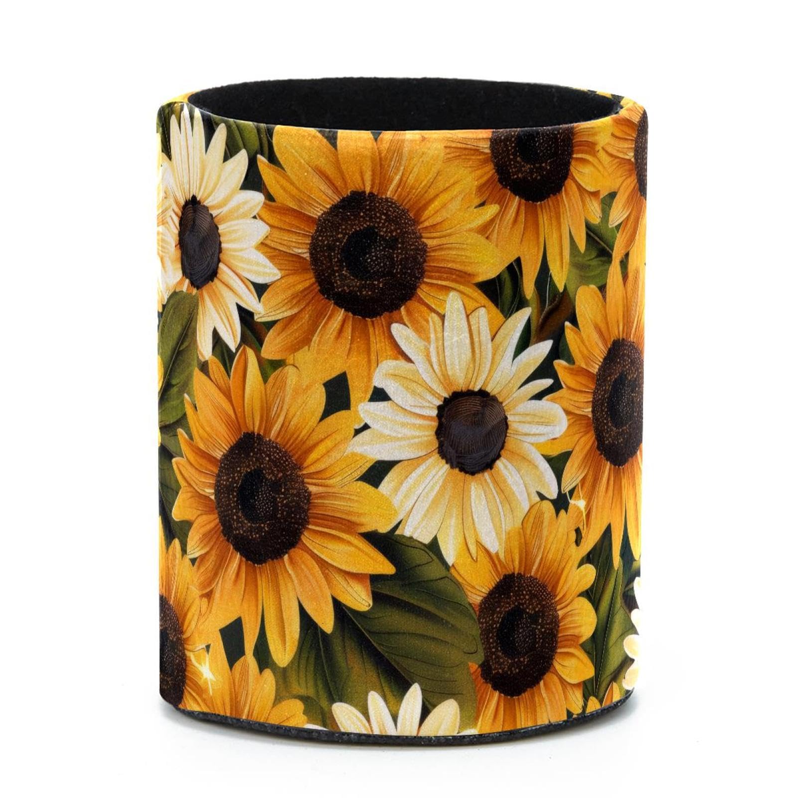 VAPOKF Round Pencil Holders for Desk, Sunflowers Pen Holders Pen Pot Makeup Brushes Storage Desktop Stationery Supplies Organiser for Home Office
