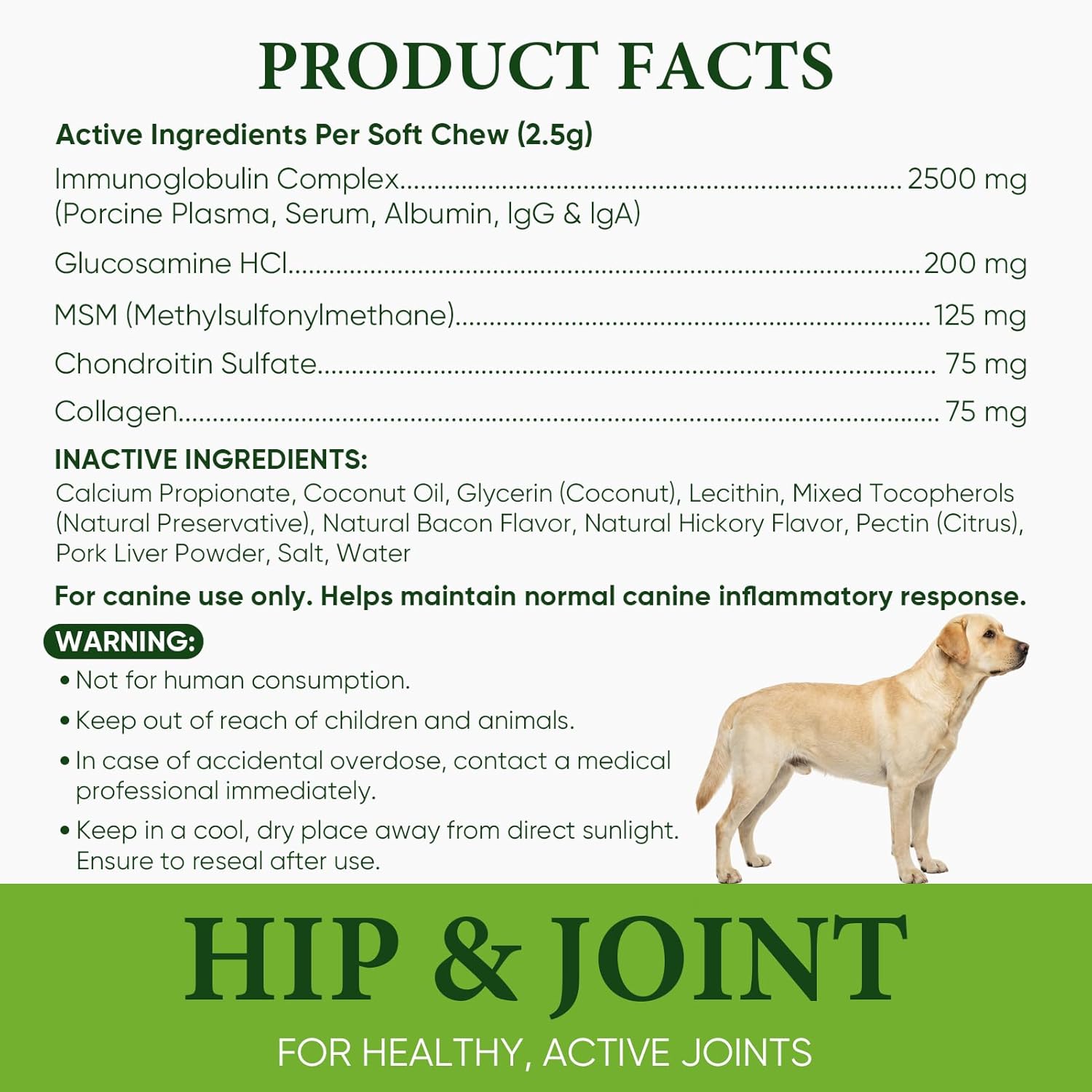 Hip and Joint Supplement for Dogs,Joint Support Supplement,with Glucosamine, Chondroitin, MSM, Promoting Joint Health and Mobility,Plasma Powered Chews for Joint Health,For All Breeds and Sizes 200pcs