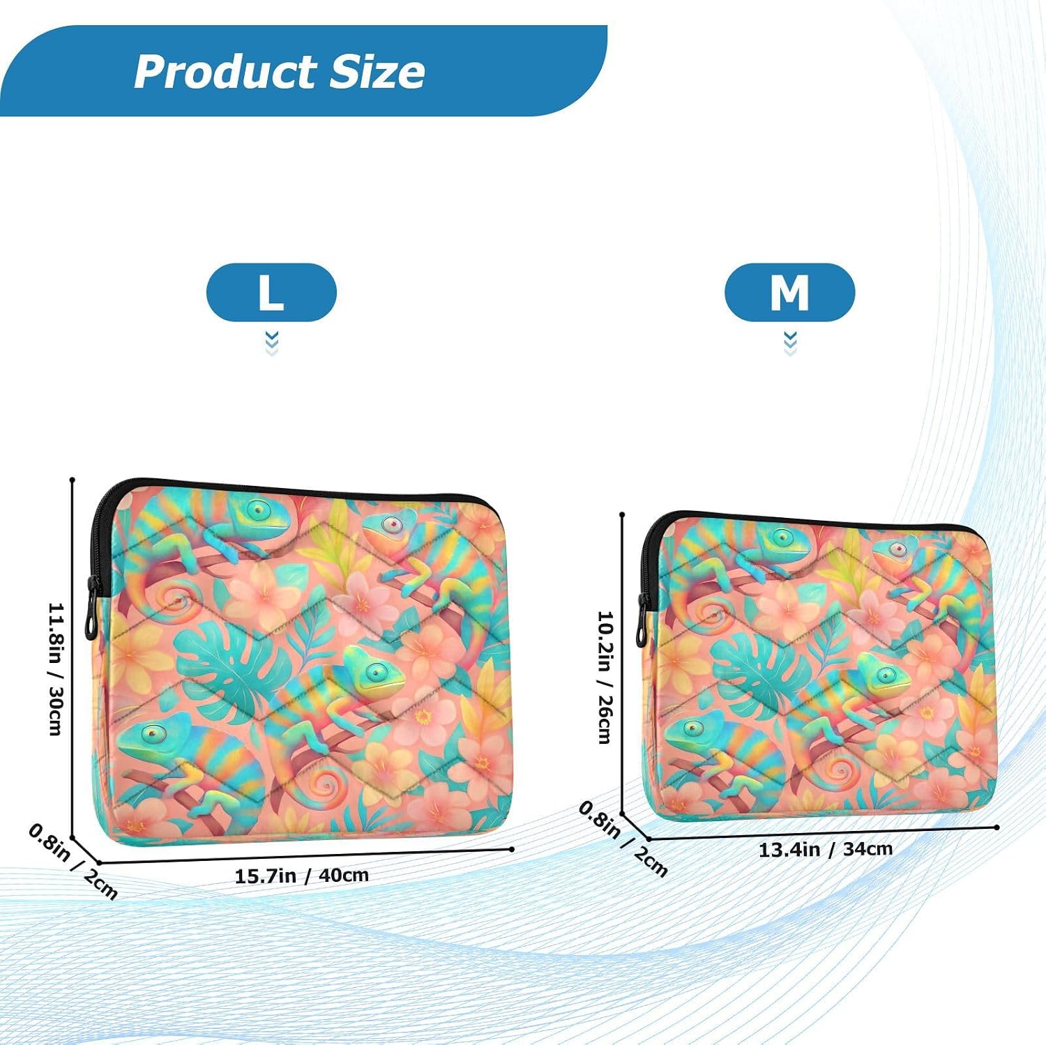 Colorful Chameleons Branches Computer Case for Laptop, Protective Padded Laptop Case 15 Inch for Women image 2