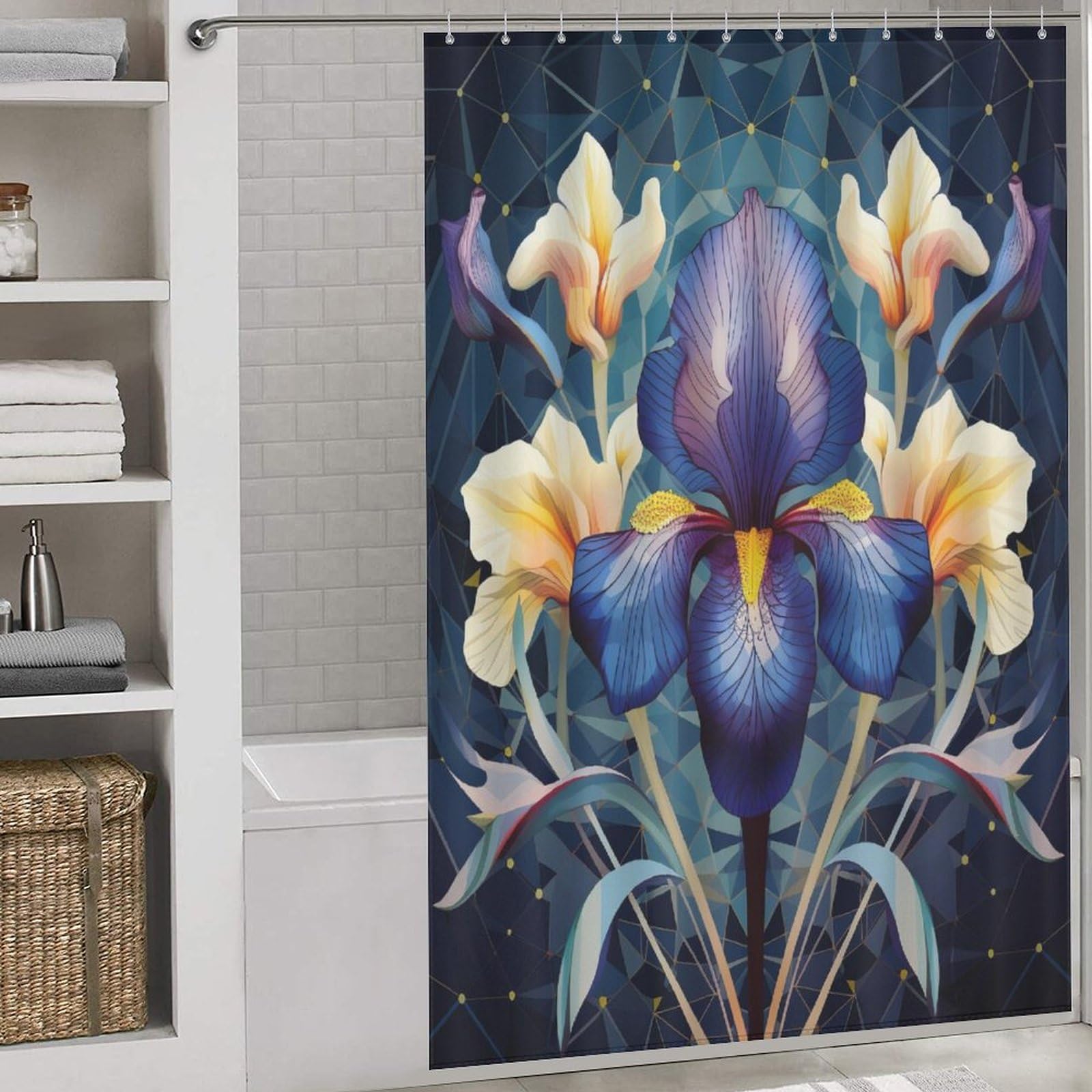 Rideau de douche fleur lavable pour une salle de bains printanière