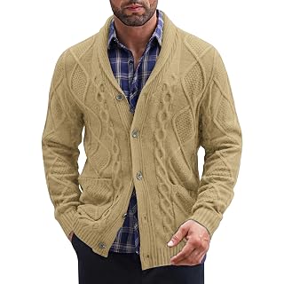 COOFANDY Cardigã Masculino com Gola Xale