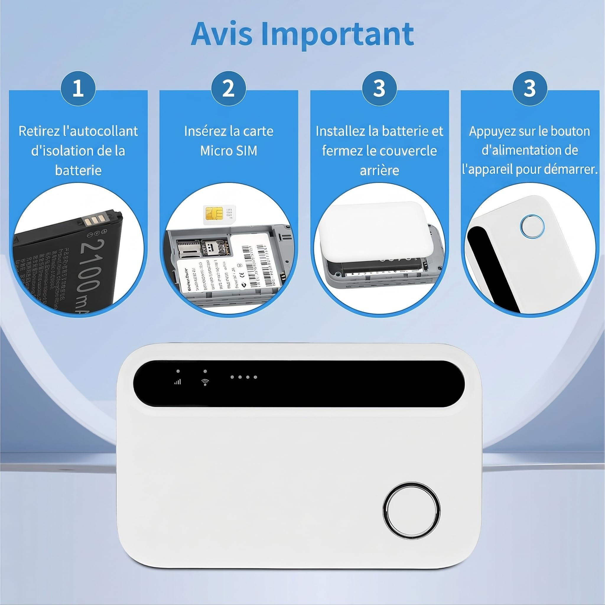 Routeur 5G/4G+ WiFi 6 Portable, Modem SIM Débloqué 300 Mbps, Connecte 32 Appareils, Idéal Télétravail & Voyage