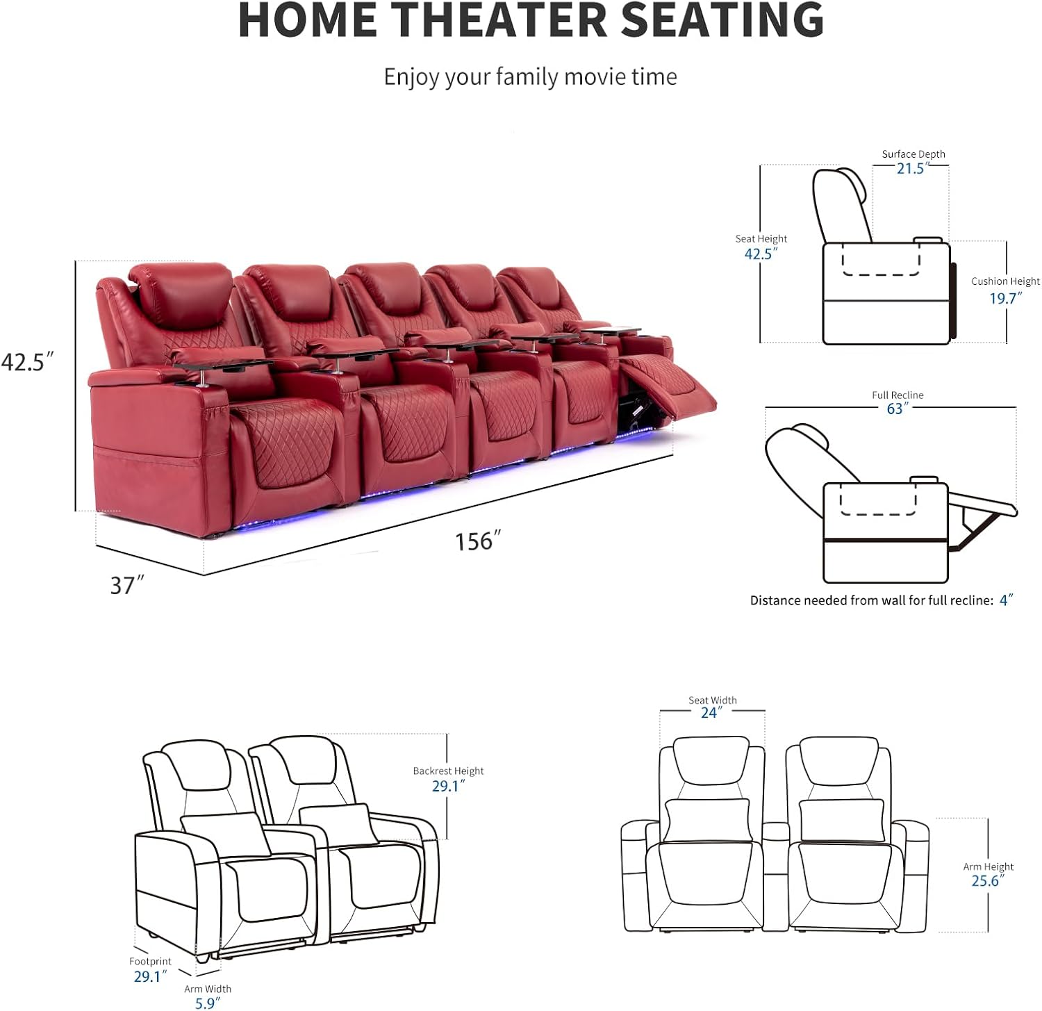Airadlis Home Theater Seating with Ambient Lighting Liberia Ubuy