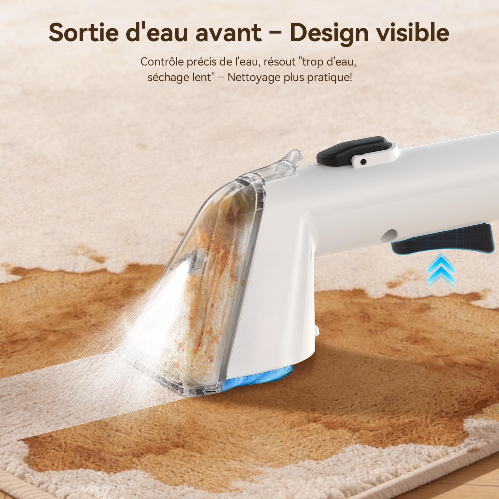 Uwant Y100 Steam 3-en-1 Shampouineuse, Nettoyeur Canapé Tissu 18KPA, 1750W, Nettoyeur Vapeur 100°C, à l'Eau Chaude 65°C, à l'Eau Froide, Auto-nettoyage, Injecteur Extracteur Tête Multi, Détergent
