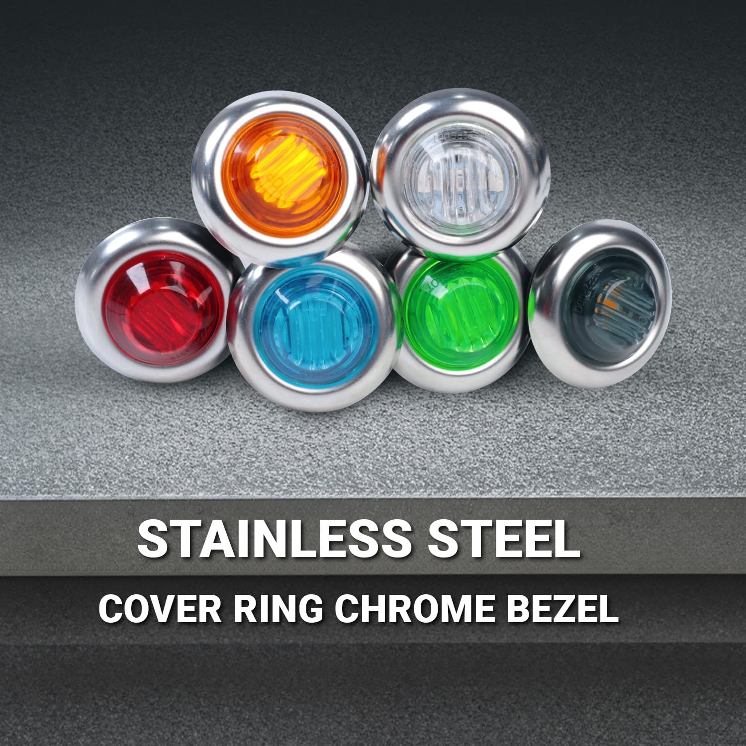 TMH 3/4 Inch Stainless Steel Trim Ring Bezel Covers, Marker & Clearance Light Covers for 3/4” Round Lights, Truck Trailer RV Bus Van (Pack of 50, Cover Only)