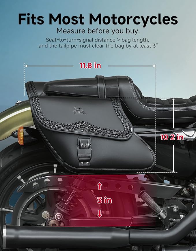 Alforjas para motocicleta KEMIMOTO, cuero sintético negro miniatura 3