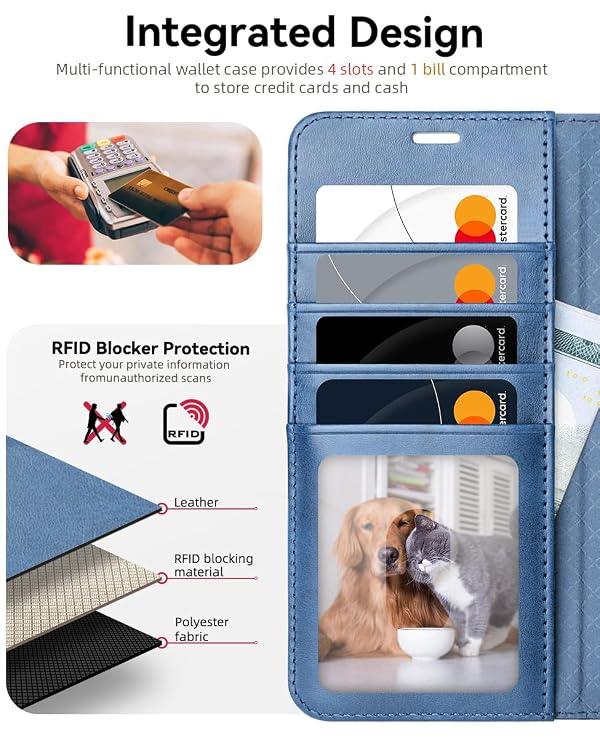 OCASE Compatible with Galaxy S25 FE Wallet Case, PU Leather Flip Folio Case with Card Holders RFID Blocking Kickstand [Shockproof TPU Inner Shell] Protective Phone Cover 2025, Light Blue by OCASE - Used condition - Image 2