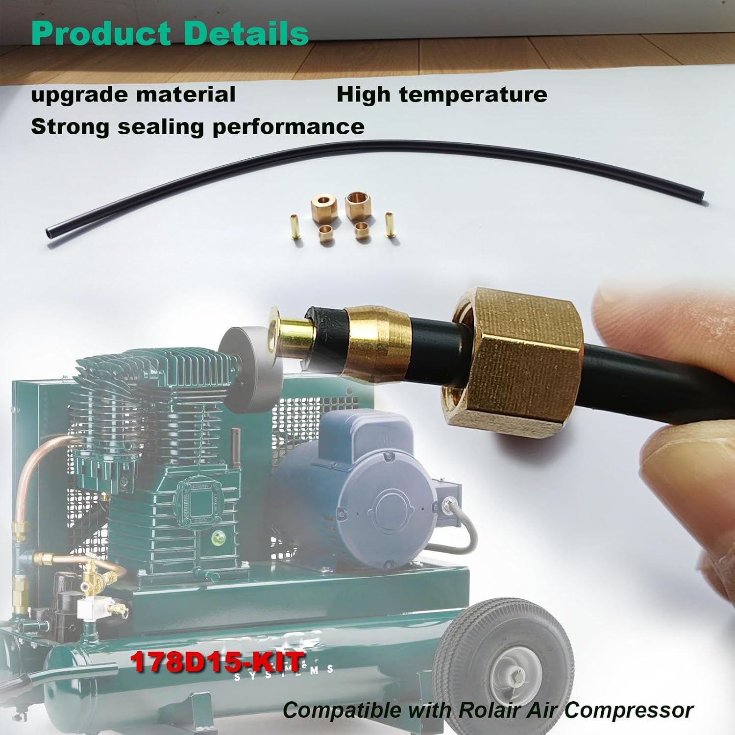 New 178D15-KIT Air Compressor Unloader Tube Kit Compatible With Rolair Air Compressor