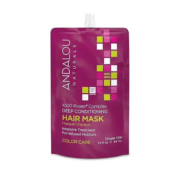 Andalou Naturals 1000 Roses Hair Mask, Color Care Hair Mask for Damaged Hair, 6 Count, Cocoa Seed Butter, Rosehip Oil & Pro-Vitamin B5, All Hair Types 2