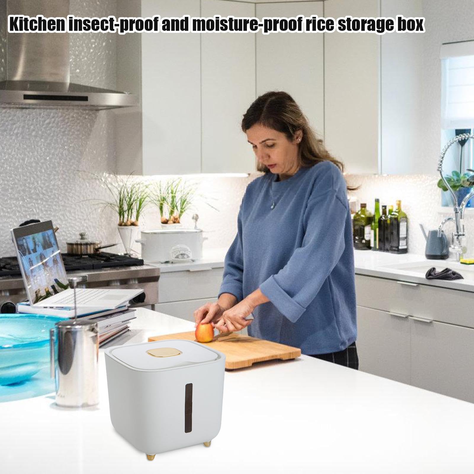 Récipient de stockage de riz – 10 kg – Bac de rangement hermétique pour