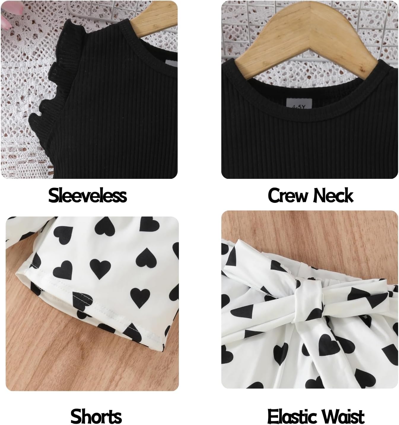 Kids Girl Clothes Heart Print Sleeveless Top and Shorts Baby Girl Summer Outfits Short Set - Image 6