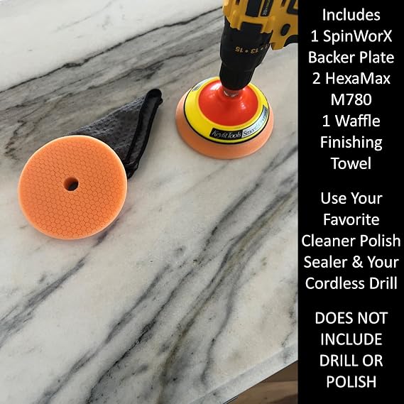 Keyfit Tools SmoothOperator PROFESSIONAL Drill Powered Granite Stone Quartz Marble Countertop Cleaner Polisher Sealer ~HexaMax M780 Proprietary Non Abrasive Cleaning/Polishing/Sealing Compound
