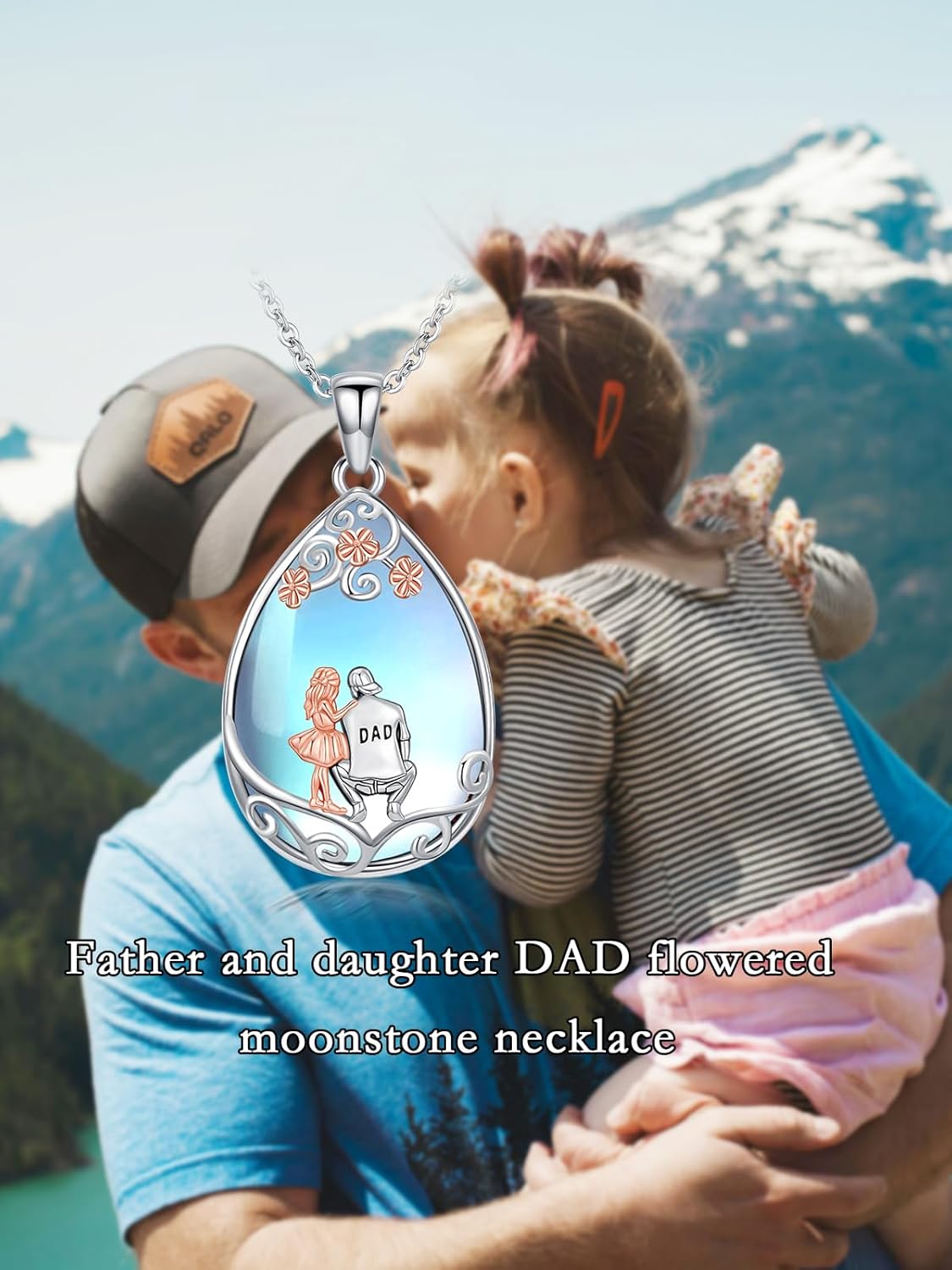 Dorunmo Mother and Father 1/2/3 Daughters/Son Necklace 925 Sterling Silver Sisters Gifts Moonstone Mother's Day Jewelry Gifts for Daughter Mom