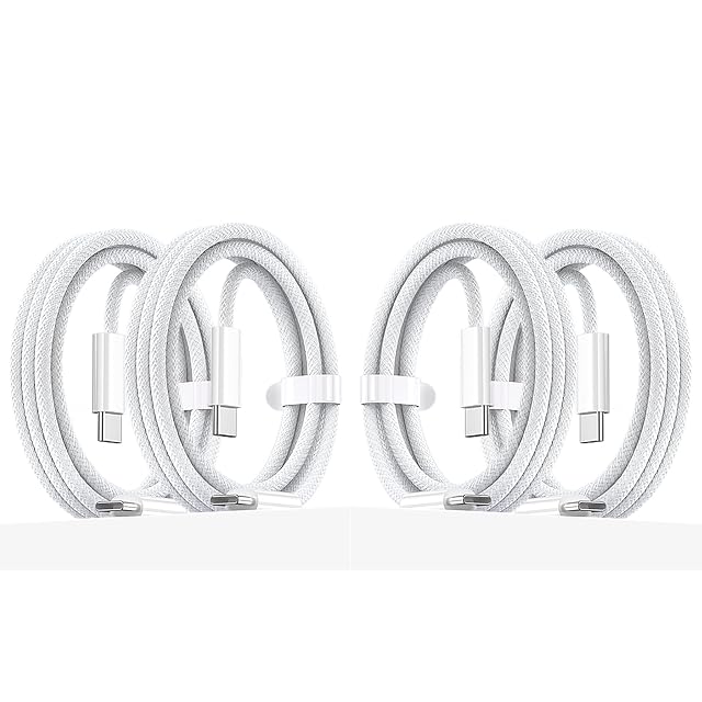 4 Pack USB C to USB C Braided Charging Cable 3ft 20W Anti-Tangling USB C Cable for Apple