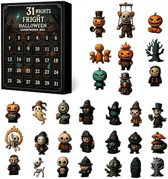 Halloween Advent Calendar 2026,Halloween Countdown Box with 31 Mini Spooky 3D Figurines,31 Days Surprise Blind Box for Spooky Halloween Decorations for Tabletop Display & Haunted Party