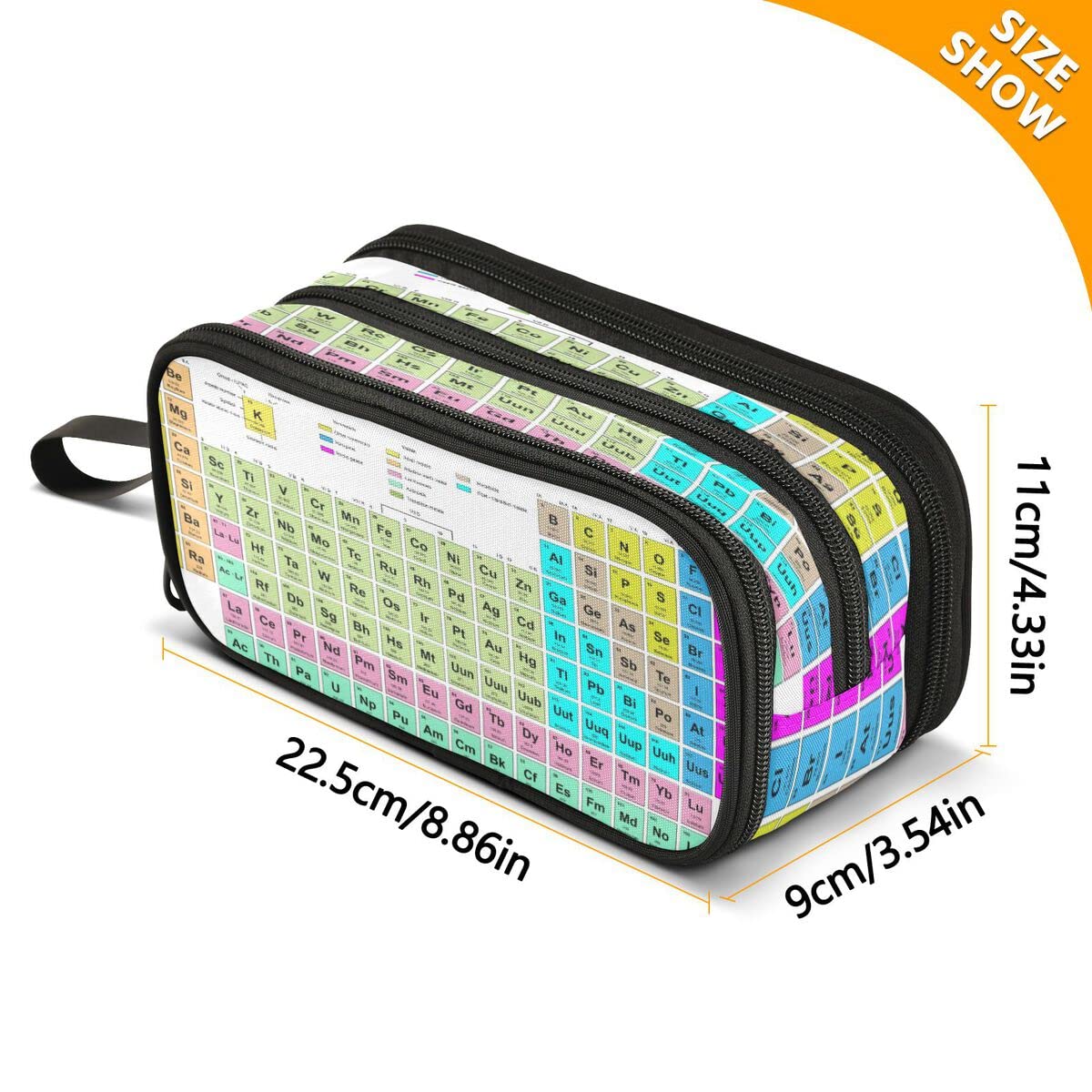 Periodic Table Pencil Case 3 Compartment Pen Bag Pouch Holder Box School Portable Stationery Storage Bag for Girls Boys - Image 3