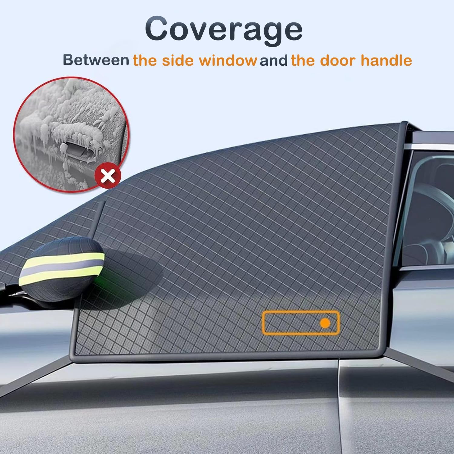 Maxee Car Windscreen Cover with 10 Magnetic, Cover Door Handles, Enlarged Winter Snowproof - Mise en situation et utilisation