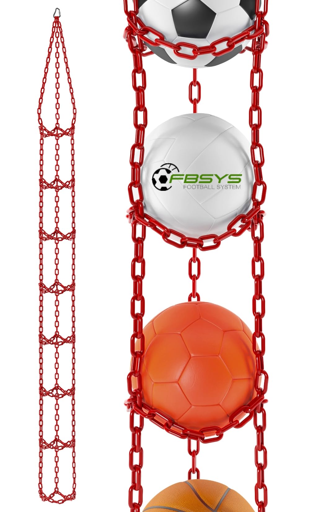 Ballhalter - Halter für 8 Bälle (Basketball, Fußball, Volleyball) - Veranstalter für Bälle - Rot