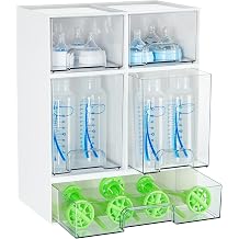 Vtopmart Stackable Storage Drawers Set of 5, Baby Bottle Organizer, White | Multi-purpose Boxes for Bathroom, Beauty Supplies,Ideal for Kichen Countertop, Vanity, Pantry Organization