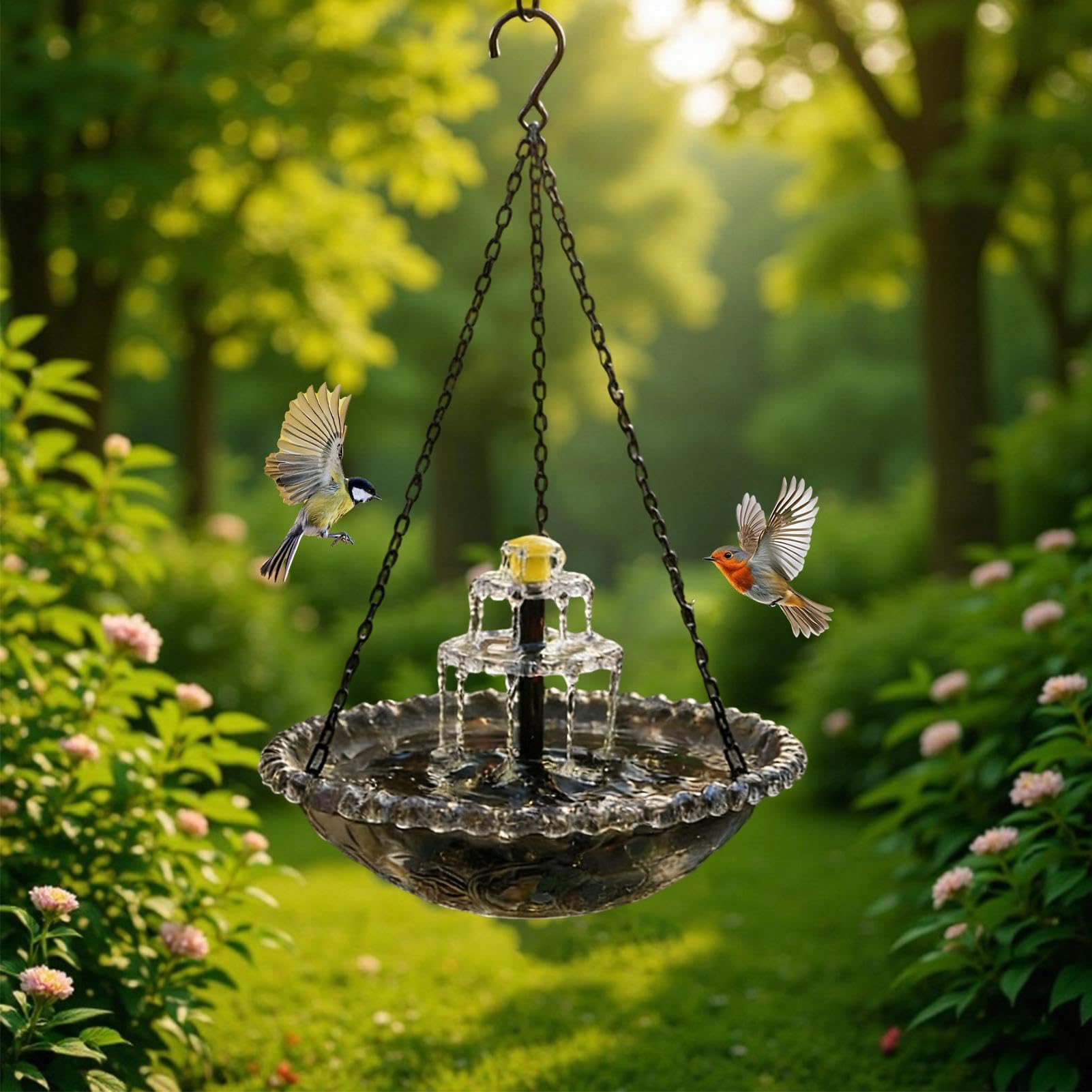 Dekorative Solar Vogeltränke Mit Sprinkler – Integrierte Pumpe Und Springbrunnen, Ideal Für Garten, Terrasse Teich, Lockt Vögel Wie Und Finken