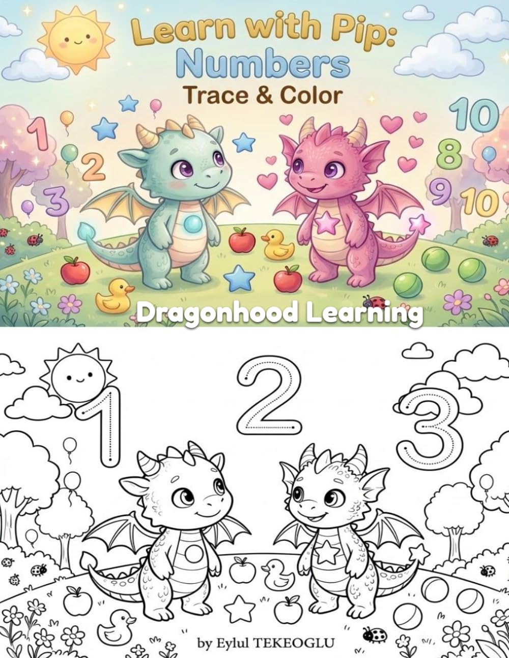 Learn with Pip: Numbers Trace and Color – Preschool Counting Activity Book for Preschool Kids (Dragonhood Learning)