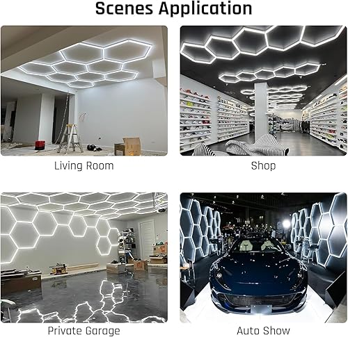 Miniatura 4 de Luces hexagonales de garaje, LED ultra brillantes de 6500 K, 156 W, 17280 lúmenes luz hexagonal para luces de garaje LED, peluquería, taller,