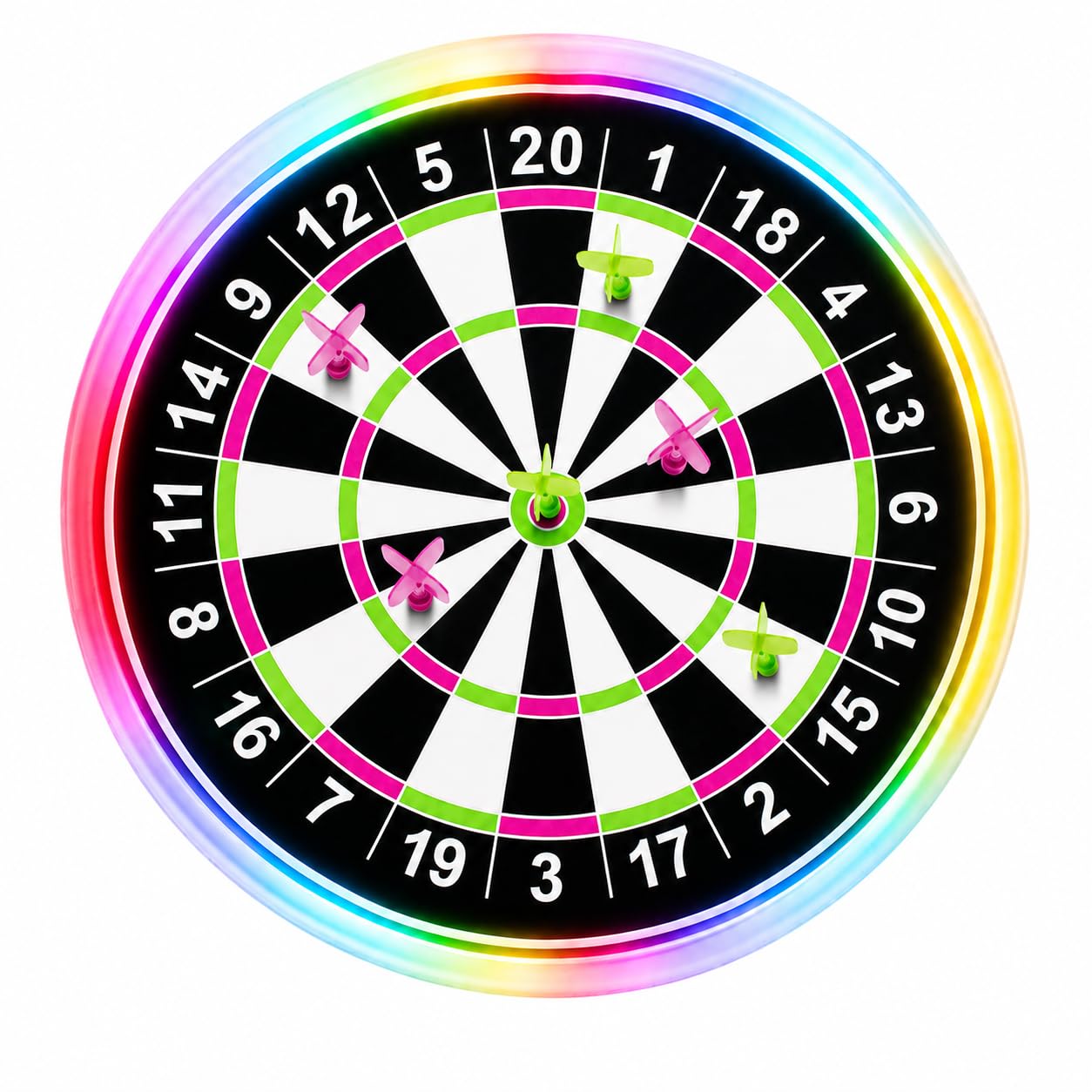 Magnetic Dart Board Set 41cm Led Light Up Game with 6 Magnetic Darts