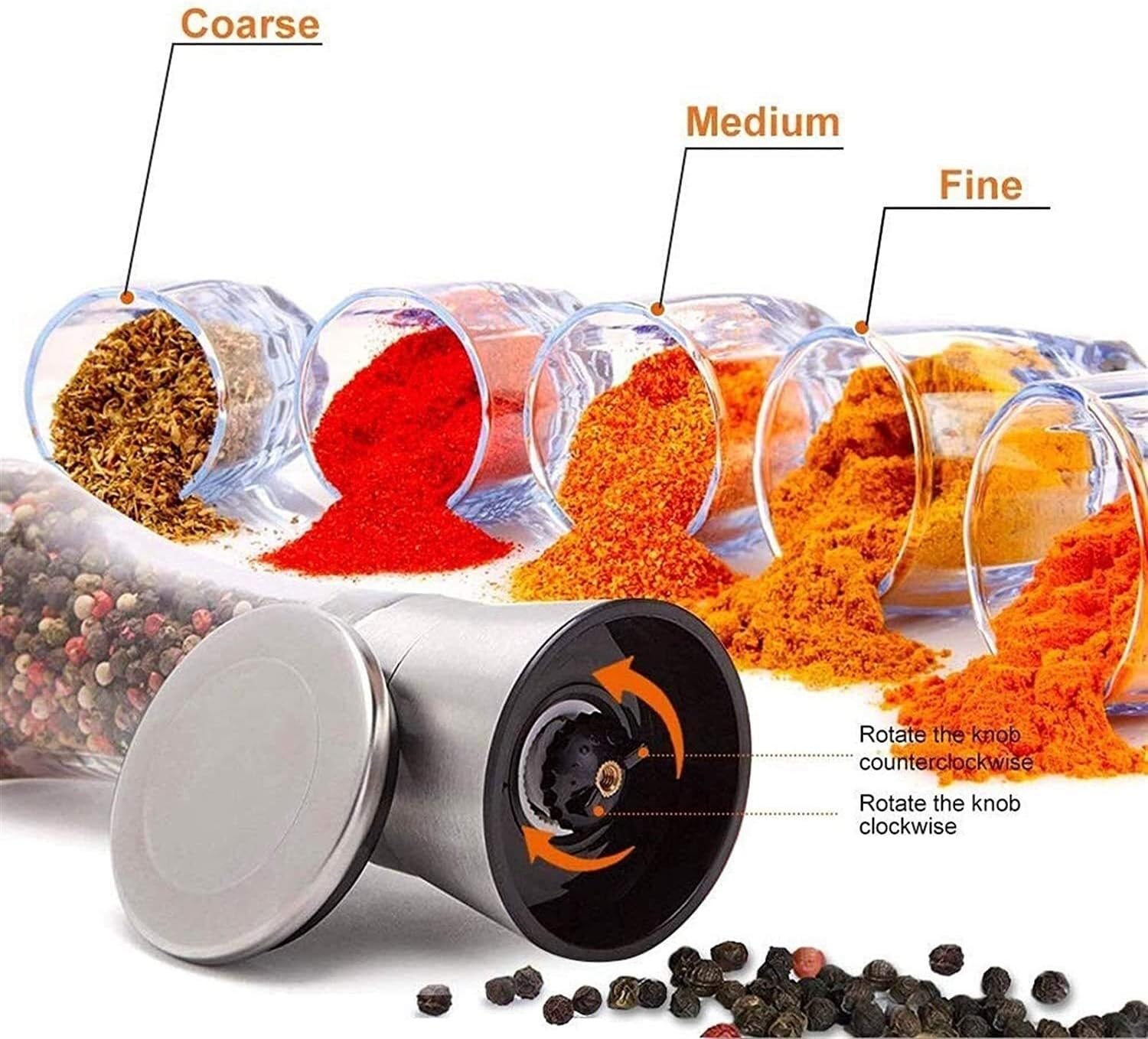 Salt and Pepper Grinder Set Pepper Grinder Refill Pepper Grinder Set of 2 - Stainless Steel Salt and Pepper Grinder Mill Adjustable Spice Salt and Pepper Mill Kitchen Cooking Tools