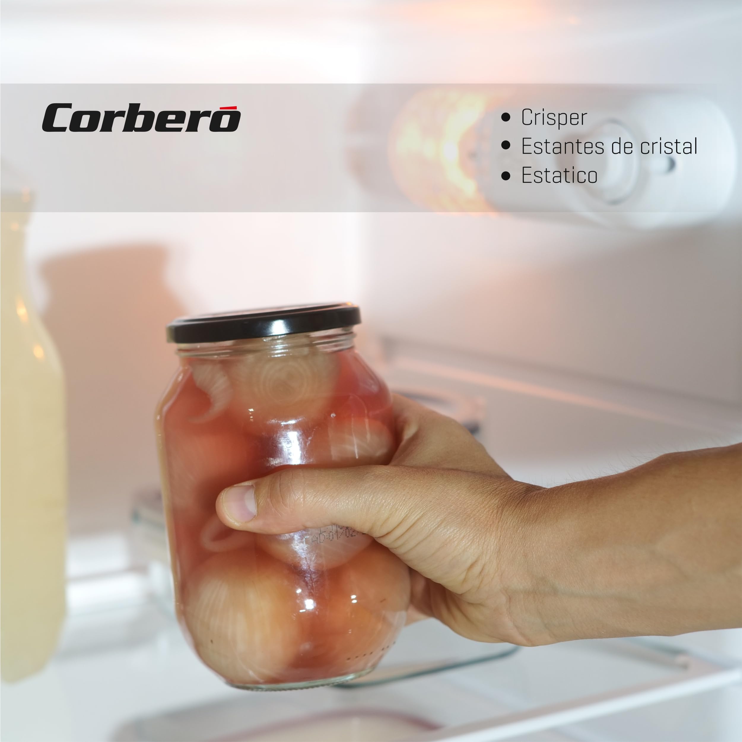 Corberó - Frigorífico 2 Puertas | CF2PH1664W | 248L | 164.5cm | Luz interior | Cajón Crisper | Estantes de cristal ajustables | Descongelación Manual | Blanco