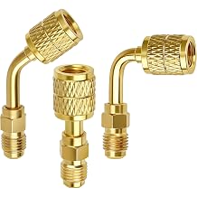 Coitak R32 R454B Refrigerant Brass Adapter, 3 Pcs, 1/4" Female to Male