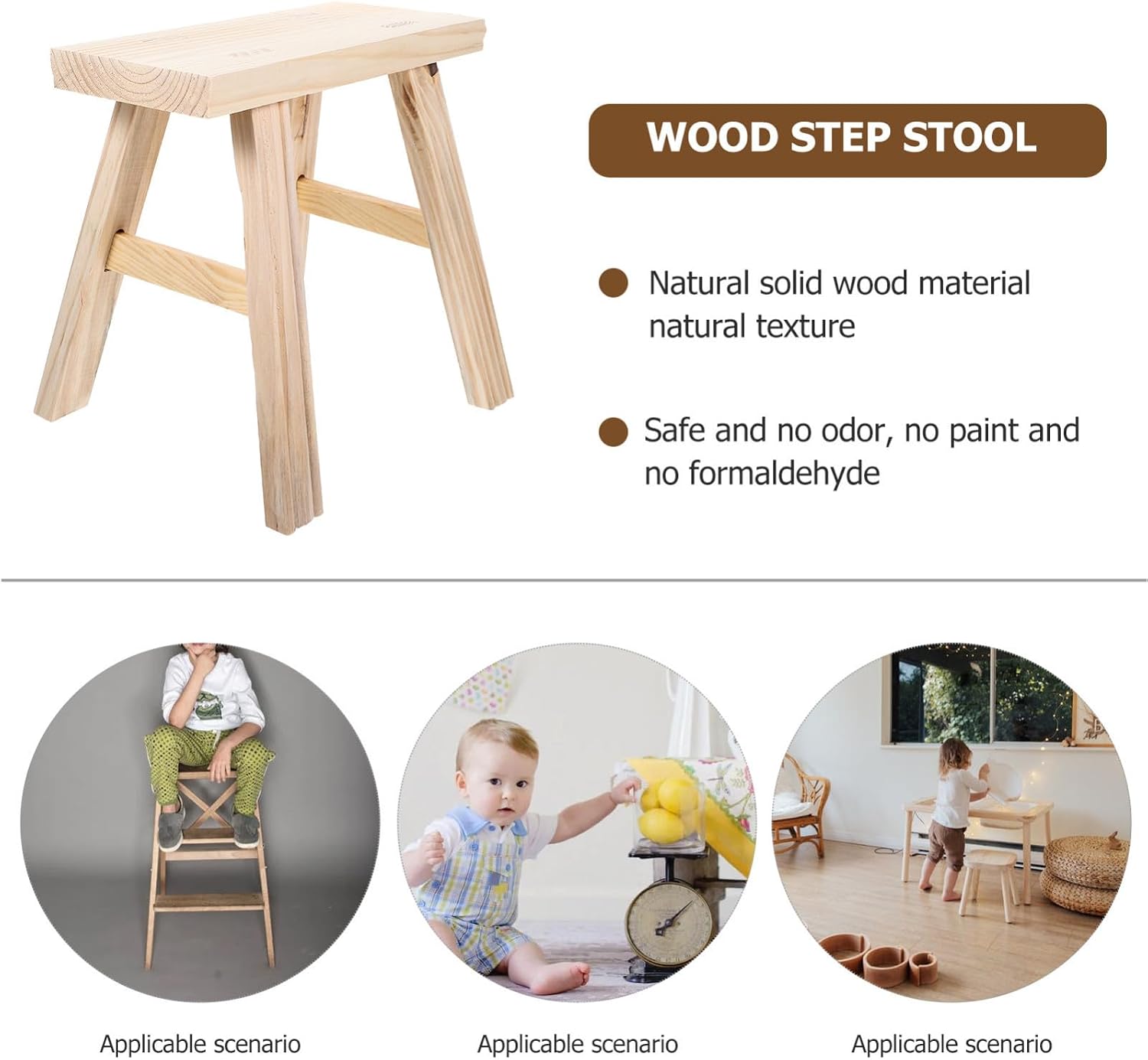 Alipis Small Wooden Stool Wood Foot Stool Sturdy Solid Wood 24x15x22cm Indoor Plant Stand Seat for Home Shoe Changing and Bathroom Use