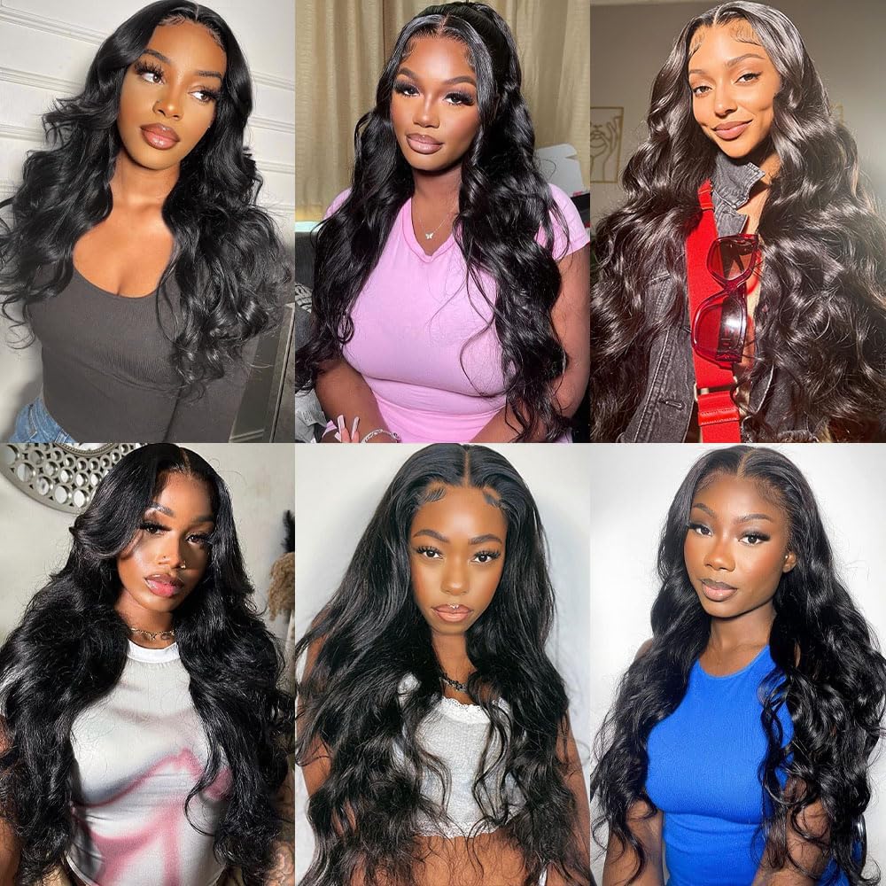 Body Wave Human Hair Bundles 26 28 30 Inches Color #1B Black Virgin Bundle Natural Black Body Wave Bundles Human Hair Extensions 150G