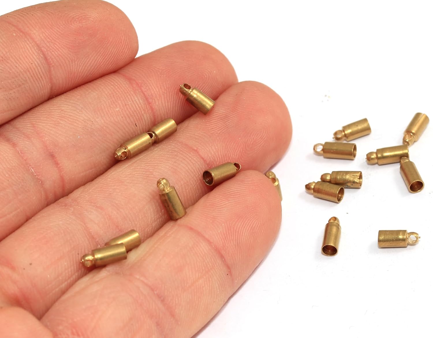 2.5mm Raw Brass End Caps Cord Ends Tube End Caps Jewelry Making Supplies 10/30/50/100 Pcs (100)