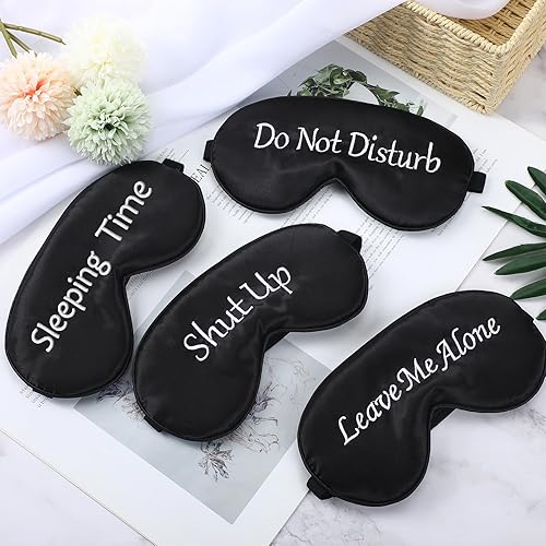 Miniatura 7 de 8 piezas de máscara para dormir de seda con correa ajustable, suave, opaca, para dormir, para mujeres y hombres, para dormir toda la noche, viajes,