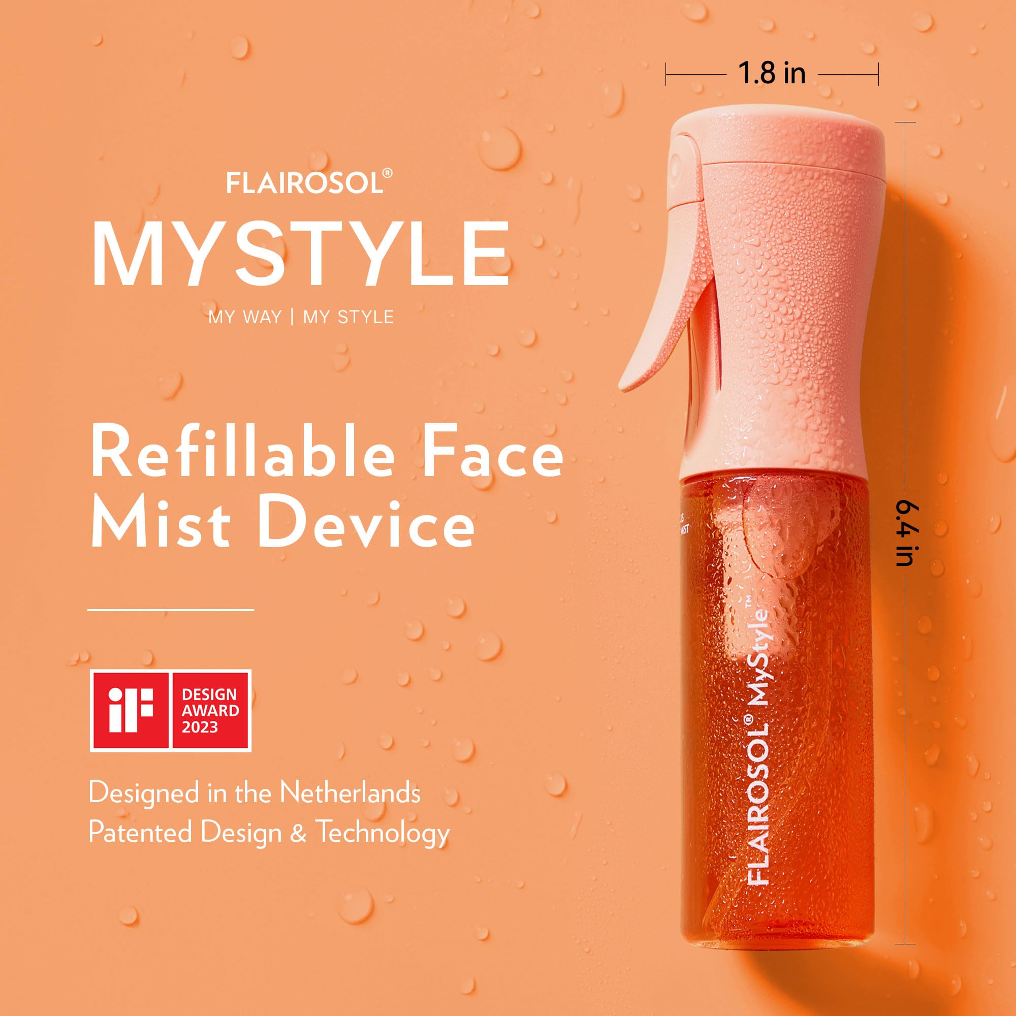 FLAIROSOL Flacon vaporisateur Petit vaporisateur de voyage, brume continue ultra-fine pour le visage, la coiffure, le salon, le nettoyage, les cosmétiques, le tonique facial, 90 ml, orange