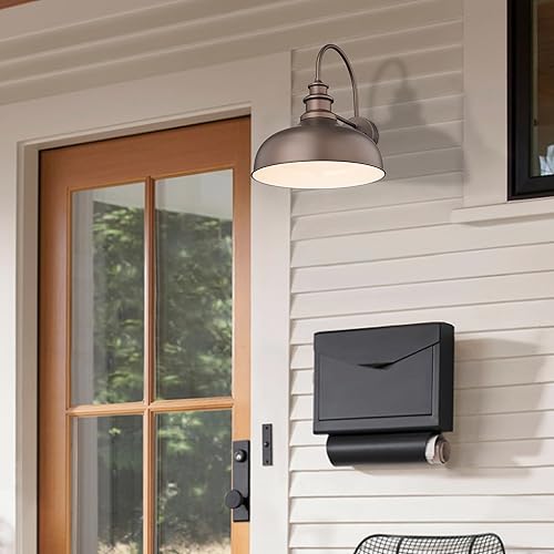 Miniatura 5 de Bestshared Luces de granero de cuello de cisne de cúpula grande de 16 pulgadas del atardecer al amanecer, aplique de pared al aire libre, aplique de