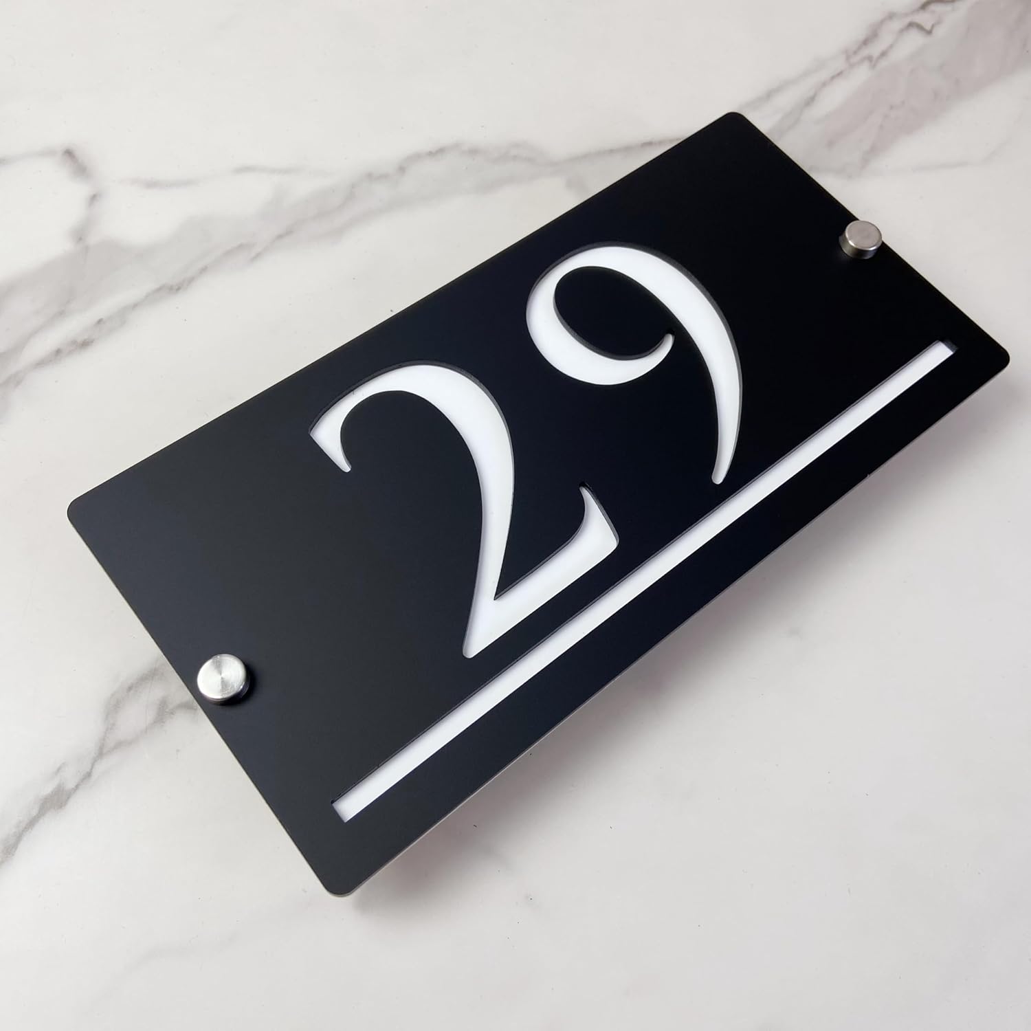 Custom Modern Two-Tone Acrylic 3D Floating House Numbers - Custom Address Plaque for Stylish Outdoor Décor - Weatherproof Home Number Sign for Curb Appeal (Black White)