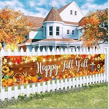 AIBIIN Happy Fall Decorations Banner Happy Fall Yall Yard Banner Happy Thanksgiving Autumn Fall Harvest Decorations Yard Sign Fall Pumpkin Thanksgiving Day Autumn Party Decorations for Indoor Outdoor