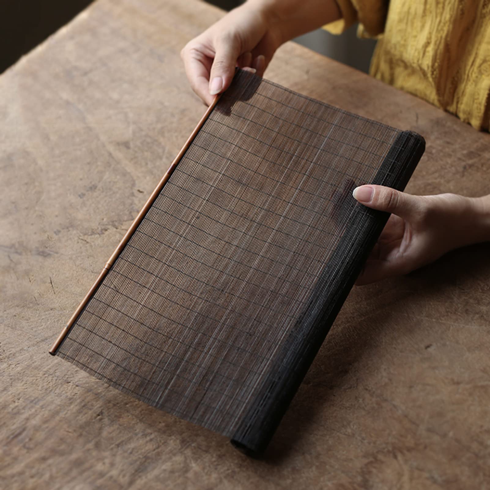 Caminos de Mesa Corredor De Mesa Tejido De Seda De Bambú Hecha A Mano Pura, Esteras De Mesa De Té Lavables con Aislamiento Térmico De Té, Accesorios De Ceremonia De Té, 30 × 46 Cm