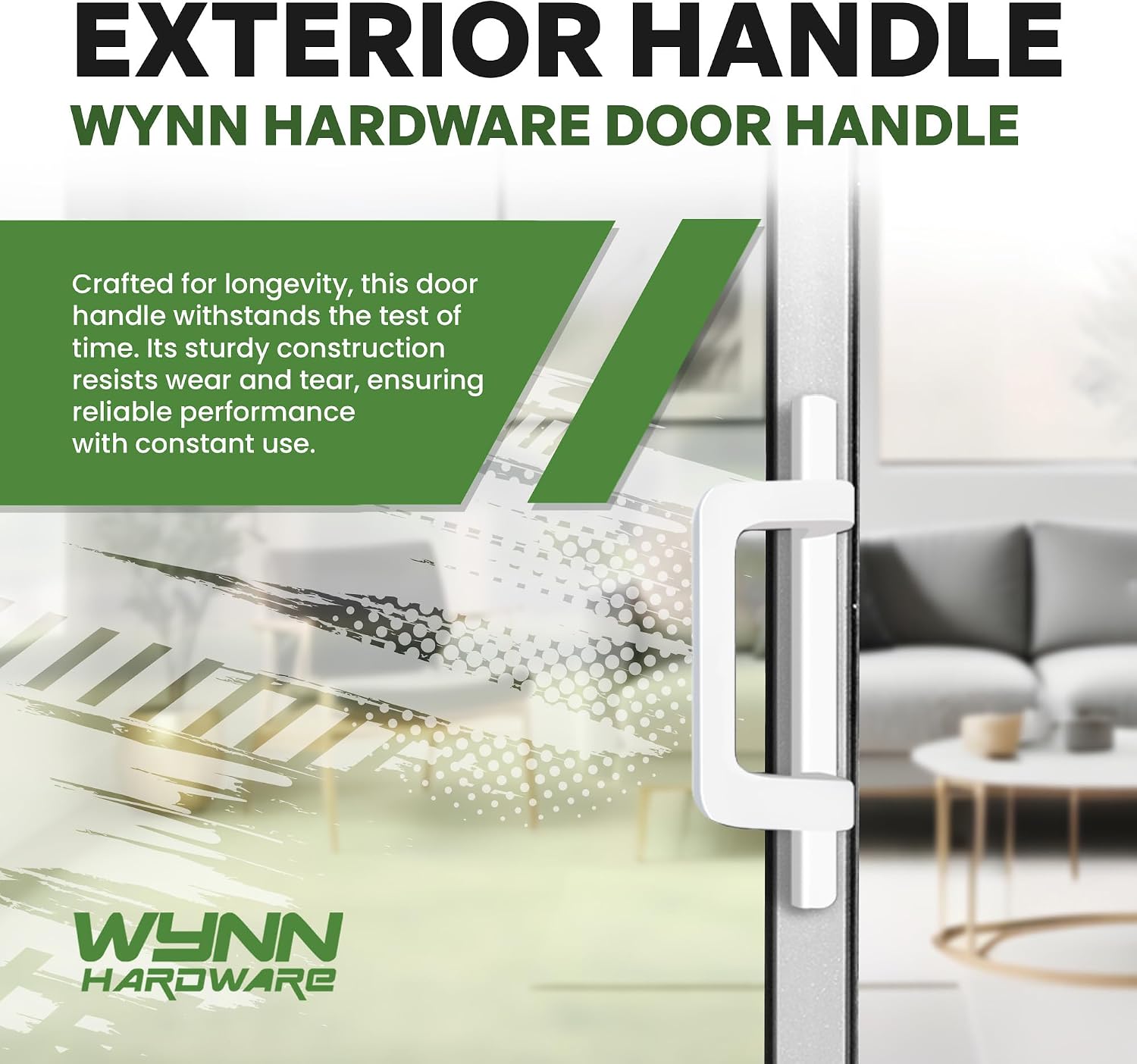 8.5" White PGT Sliding Patio Glass Door Handle Set Repair and Replacement | Fix PGT Door Handle Hardware with Screws and Lever Latch - Fits 3-15/16" Hole Spacing -