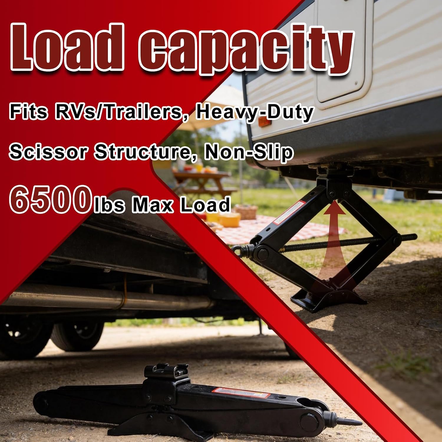 3 Ton (6614 LBS) Car Scissor Jack, Portable Manual Emergency Lift Jack, Cold Rolled Steel Heavy Duty Scissor Lift Jack for Sedan SUV MPV Tire Changing Roadside Emergency