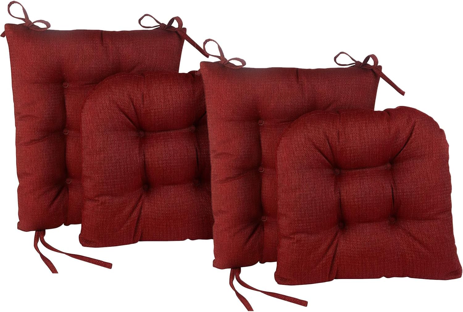 Klear Vu Omega Non-Slip Rocking Chair Cushion Set with Thick Padding and Tufted Design, Includes Seat Pad & Back Pillow with Ties for Living Room Rocker, 17x17 Inches, 4 Piece Set, Ivory
